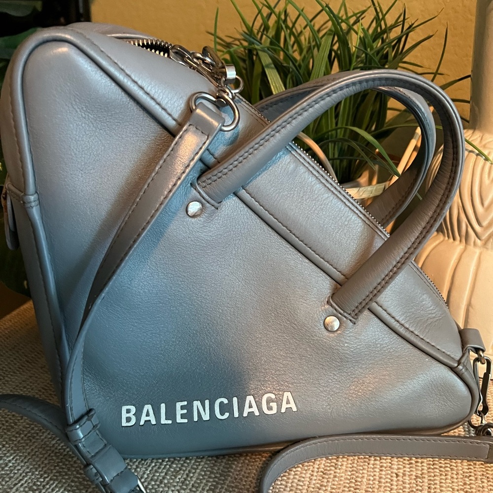 Balenciaga Triangle Crossbody Bag in Slate Blue Gray